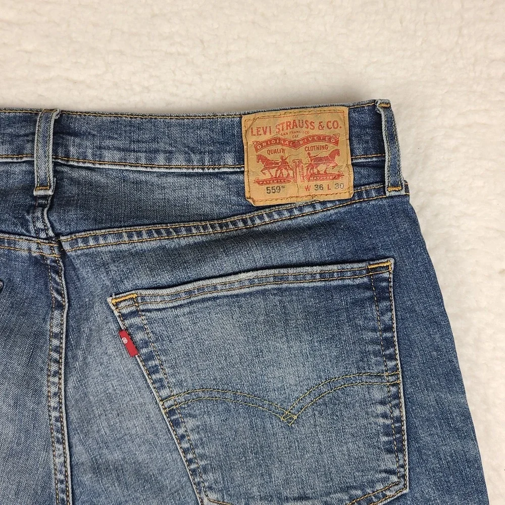Levi's 559 Jeans Mens 36x30 Blue‎ Relaxed Straight Fit Medium Wash Denim *